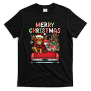 Merry Christmas Scottish Highland Cow Xmas Farm Animal Lover Long Sleeve T-Shirt