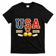 1980 And 2026 Hockey Vintage USA Champions T-Shirt - Black