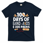 100 Days Band Aids & Ice Packs Nurse 100 Days Of School T-Shirt - Navy