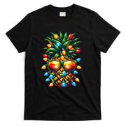 Tropical Pineapple Sunglass Christmas Lights Xmas T-Shirt