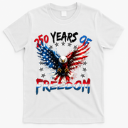 250  Years Of Freedom Painted American Flag Eagle T-Shirt - White