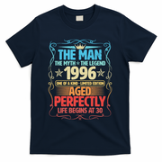 30th Birthday The Man The Myth The Legend 1996 One Of A Kind Limited Edition T-Shirt - Navy