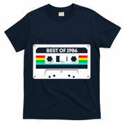 40th Birthday Best Of 1986 Cassette Mix Tape  T-Shirt - Navy