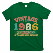 40th Birthday Vintage 1986 Limited Edition 40 Years Of Being Awesome T-Shirt - Green