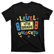 4Th Grade Level Unlocked Video Gamer Back To School T-Shirt
