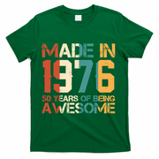 50th Birthday Made In 1976 50 Years Of Being Awesome T-Shirt - Green