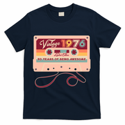 50th Birthday Vintage 1976 Limited Edition Cassette Tape T-Shirt - Navy