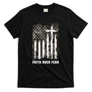 Faith Over Fear Christian Cross Camouflage American Flag T-Shirt