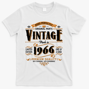 60th Birthday Age Perfectly Original Parts Vintage Made In 1966 Premium Quality T-Shirt - White