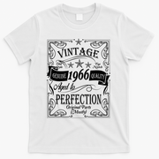 60th Birthday Vintage 1966 Genuine Quality Age To Perfection Original Parts Mostly T-Shirt - White