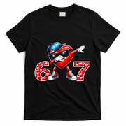 67 Meme 6-7 Heart Dabbing Six Seven Valentines Day T-Shirt - Black