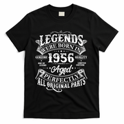 70th Birthday Legends Were Born In 1956 Age Perfectly Vintage Scroll  T-Shirt - Black