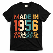70th Birthday Made In 1956 70 Years Of Being Awesome T-Shirt - Black