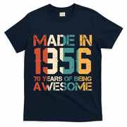 70th Birthday Made In 1956 70 Years Of Being Awesome T-Shirt - Navy