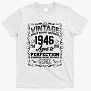 80th Birthday 1946 Vintage Quality Without Compromise Aged To Perfection Genuine T-Shirt - White