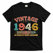 80th Birthday Vintage 1946 Limited Edition 80 Years Of Being Awesome T-Shirt - Black