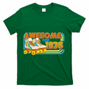 90th Birthday Awesome Since 1936 Retro Roller Skates  T-Shirt - Green