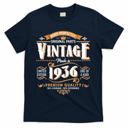 90th Birthday Age Perfectly Original Parts Vintage Made In 1936 Premium Quality T-Shirt - Navy