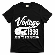 90th Birthday Sporty Vintage 1936 Age To Perfection  T-Shirt - Black