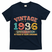 90th Birthday Vintage 1936 Limited Edition 90 Years Of Being Awesome T-Shirt - Navy