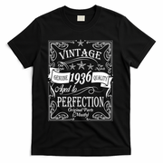 90th Birthday Vintage 1936 Genuine Quality Age To Perfection Original Parts Mostly T-Shirt - Black