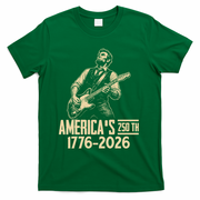 Abraham Lincoln Rcoks Guitar 4th July 250th Anniversary T-Shirt - Green