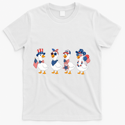Cute Fourth Of July Patriotic Goose Group T-Shirt - White