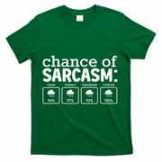 Chance Of Sarcasm Funny Sarcastic Weather Meme T-Shirt - Green