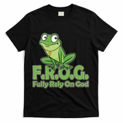 Funny Christian FROG Fully Rely On God T-Shirt - Black