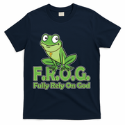 Funny Christian FROG Fully Rely On God T-Shirt - Navy