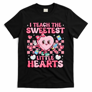 I Teach The Sweetest Little Hearts Teacher Valentines Day T-Shirt - Black