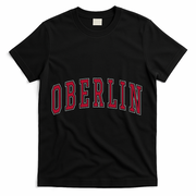 Oberlin Ohio Souvenir College Style Red Text T-Shirt - Black