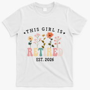 This Girl Is Retired EST 2026 Retro Boho Flowers T-Shirt - White