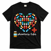 Valentines Day Pharmacy Life Pill Heart Pharmacist T-Shirt - Black