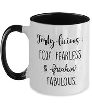 Forty-licious   40th birthday gifts for women ideas  40th birthday coffee mug 40 years old