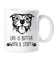 Staffy Mug Life Is Better With A Staffy Birthday Christmas Pet Present Staffordshire Bull Terrier